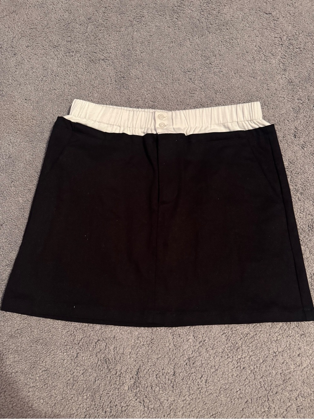 Black Mini Skirt with White Waistband